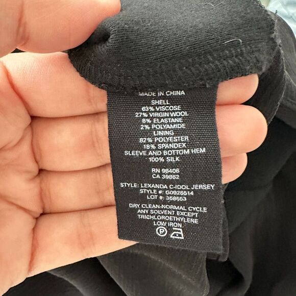 Theory Blouse Womens 0 Black Wool Silk Lexanda Bell Sleeve C Idol Jersey Top - Picture 8 of 9